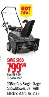 Canadian Tire Briggs & Stratton 208cc Gas Single-Stage Snowblower, 22˝ with Electric Start offer