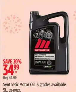 Canadian Tire MOTOMASTER Synthetic Motor Oil. 5grades available. 5L offer