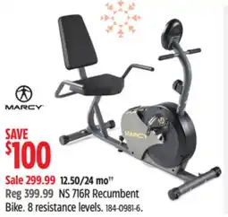 Canadian Tire Marcy NS 716R Recumbent Bike 8 resistance levels offer