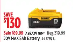 Canadian Tire Dewalt 20V MAX 8Ah Battery offer
