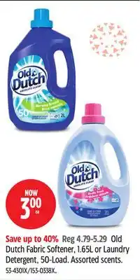 Canadian Tire Old Dutch Fabric Softener, 1.65L or Laundry Detergent, 50-Load offer