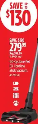Canadian Tire Tineco GO Cyclone Pet EX Cordless Stick Vacuum offer