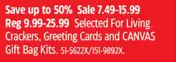 Canadian Tire CANVAS Selected For Living Crackers, Greeting Cards and CANVAS Gift Bag Kits offer