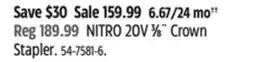 Canadian Tire WORX NITRO 20V 3⁄8˝ Crown Stapler offer