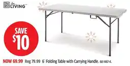 Canadian Tire For Living 6´ Folding Table with Carrying Handle offer