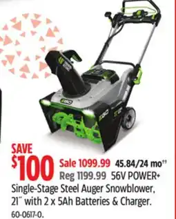 Canadian Tire EGO Single-Stage Steel Auger Snowblower offer