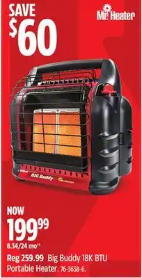 Canadian Tire Big Buddy 18K BTU Portable Heater offer