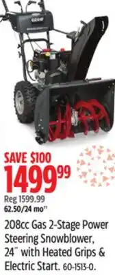 Canadian Tire Briggs & Stratton 208cc Gas 2-Stage Power Steering Snowblower, 24 with Heated Grips & Electric Start offer
