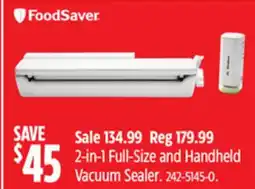 Canadian Tire Foodsaver 2-in-1 Full-Size and Handheld Vacuum Sealer offer