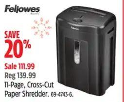 Canadian Tire Fellowes 11-Page, Cross-Cut Paper Shredder offer