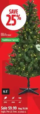 Canadian Tire For Living Inglis Pre-Lit Tree offer