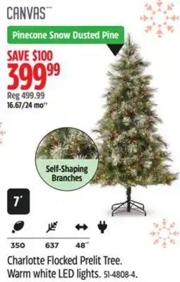 Canadian Tire CANVAS Charlotte Flocked Prelit Tree offer