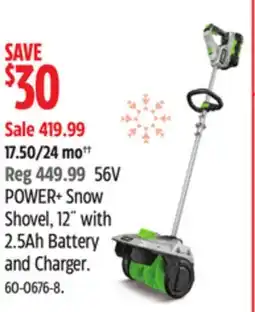 Canadian Tire POWER+ Snow Shovel, 12˝ with 2.5Ah Battery and Charger offer