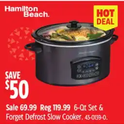 Canadian Tire Hamilton Beach 6-Qt Set & Forget Defrost Slow Cooker offer