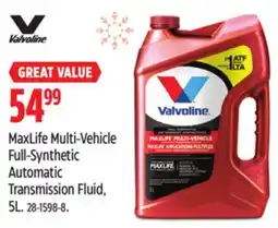 Canadian Tire Valvoline MaxLife Multi-Vehicle Full-Synthetic Automatic Transmission Fluid, 5L offer