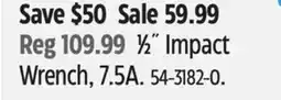 Canadian Tire Mastercraft 1⁄2˝ Impact Wrench, 7.5A offer