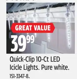 Canadian Tire Quick-Clip 10-Ct LED Icicle Lights offer