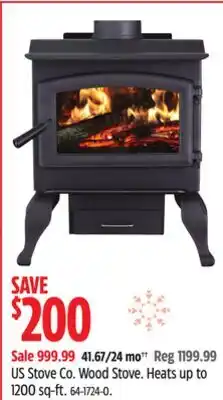 Canadian Tire US Stove Co. Wood Stove offer