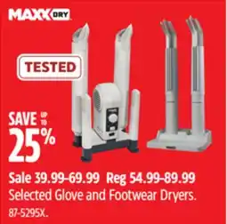 Canadian Tire MaxxDry Selected Glove and Footwear Dryers offer