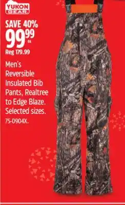 Canadian Tire Yukon Men's Reversible Insulated Bib Pants, Realtree to Edge Blaze offer