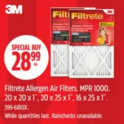 Canadian Tire 3M Filtrete Allergen Air Filters offer