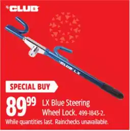 Canadian Tire Club LX Blue Steering Wheel Lock offer