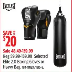 Canadian Tire EVERLAST Selected Elite 2.0 Boxing Gloves or Heavy Bag offer