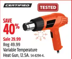 Canadian Tire Certified Variable Temperature Heat Gun, 12.5A offer
