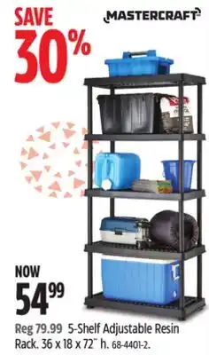 Canadian Tire Mastercraft 5-Shelf Adjustable Resin Rack offer