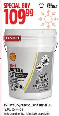 Canadian Tire Shell T5 15W40 Synthetic Blend Diesel Oil offer