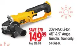 Canadian Tire DEWALT 20V MAX Li-Ion 4½ & 5 Angle Grinder offer