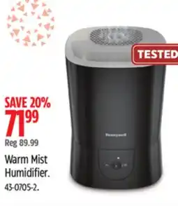 Canadian Tire Honeywell Warm Mist Humidifier offer