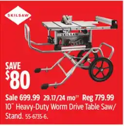Canadian Tire SKILSAW 10˝ Heavy-Duty Worm Drive Table Saw/ Stand offer
