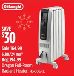 Canadian Tire DeLonghi Dragon Full-Room Radiant Heater offer