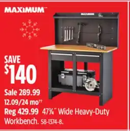 Canadian Tire 47 1⁄4˝ Wide Heavy-Duty Workbench offer