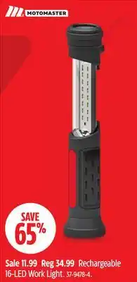 Canadian Tire MotoMaster Rechargeable 16-LED Work Light offer