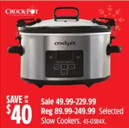 Canadian Tire Crock-Pot Selected Slow Cookers offer