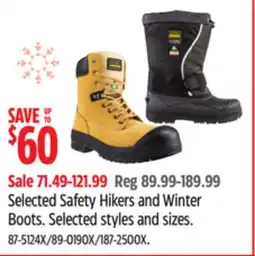 Canadian Tire Selected Safety Hikers and Winter Boots. Selected styles and sizes offer