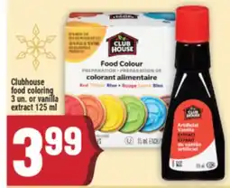 Marché Adonis Clubhouse food coloring 3 un. or vanilla extract 125 ml offer