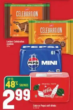 Marché Adonis Leclerc Celebration cookies, Coke or Pepsi soft drinks offer