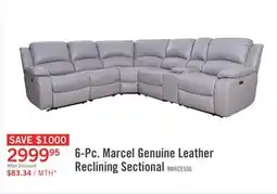 The Brick Marcel 6-Piece Genuine Leather Power Reclining Sectional with Storage Console and USB Port - Grey offer