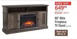 The Brick Ollie 60 Electric Fireplace TV Stand with Storage and Cable Management for TVs up to 65- Grey offer