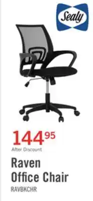 The Brick Sealy Raven 25.2 Adjustable Ergonomic Office Chair with Mesh Padding - Black offer