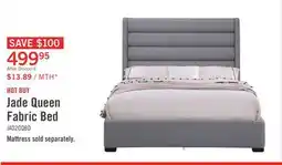 The Brick Jade Upholstered Platform Bed with USB Ports in Grey Fabric - Queen Size offer