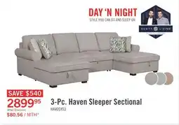 The Brick Scott Living Haven 3-Piece Chenille Fabric Sleeper Sectional with Two Storage Chaises - Grey offer