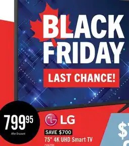 The Brick LG 75 UA7000 4K UHD Smart webOS TV (75UA7000PUB.ACC) 2025 Model offer