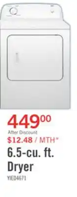 The Brick Inglis 6.5 Cu. Ft. Electric Dryer - White - YIED4671EW offer