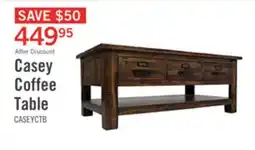 The Brick Casey 48 Rustic Coffee Table with Storage, Shelf and Casters - Brown Wood offer
