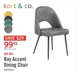 The Brick Kort & Co. Bay Dining Chair with Vegan Leather Fabric, Metal - Grey offer