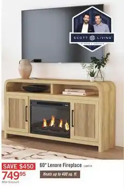 The Brick Scott Living Lenore 60 Electric Fireplace TV Stand with Storage - Natural offer